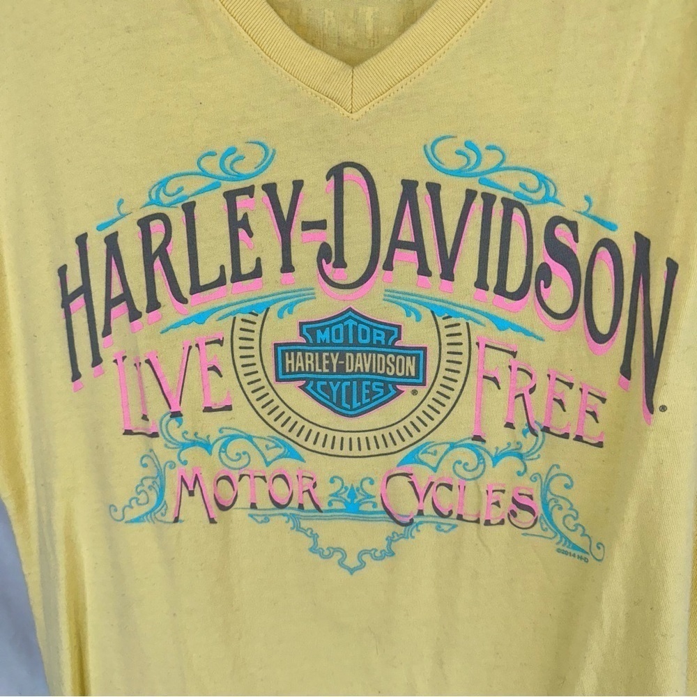 Harley Davidson Women’s Rattlesnake Mountain Yellow Graphic T Shirt Size S - Picture 2 of 7